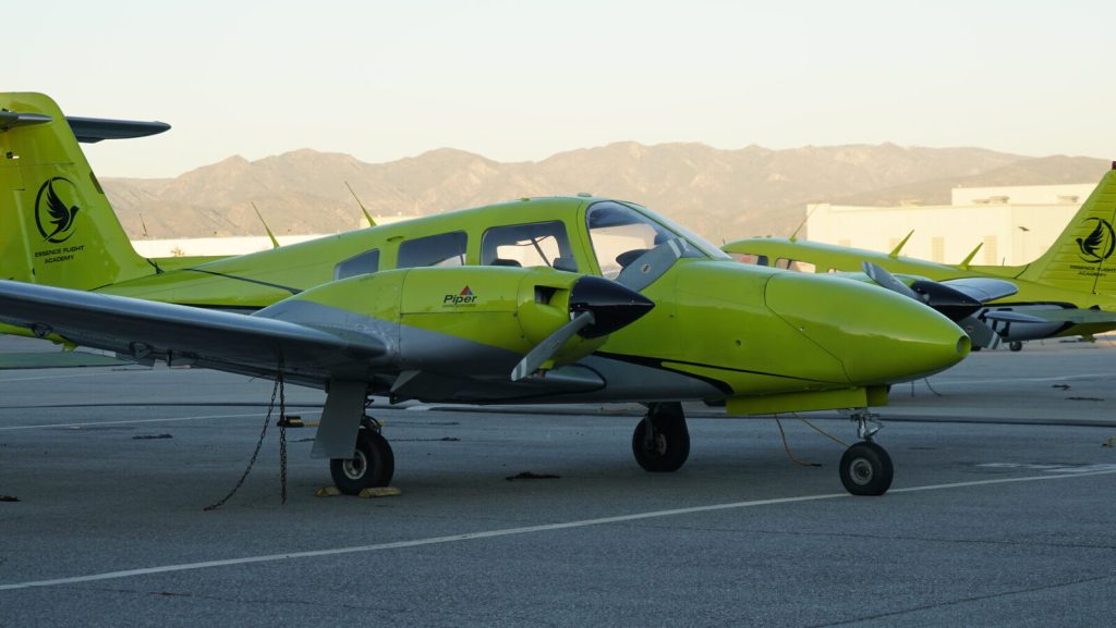 Piper Seminole Twin-Engine Airplane On The Ramp At Van Nuys Airport